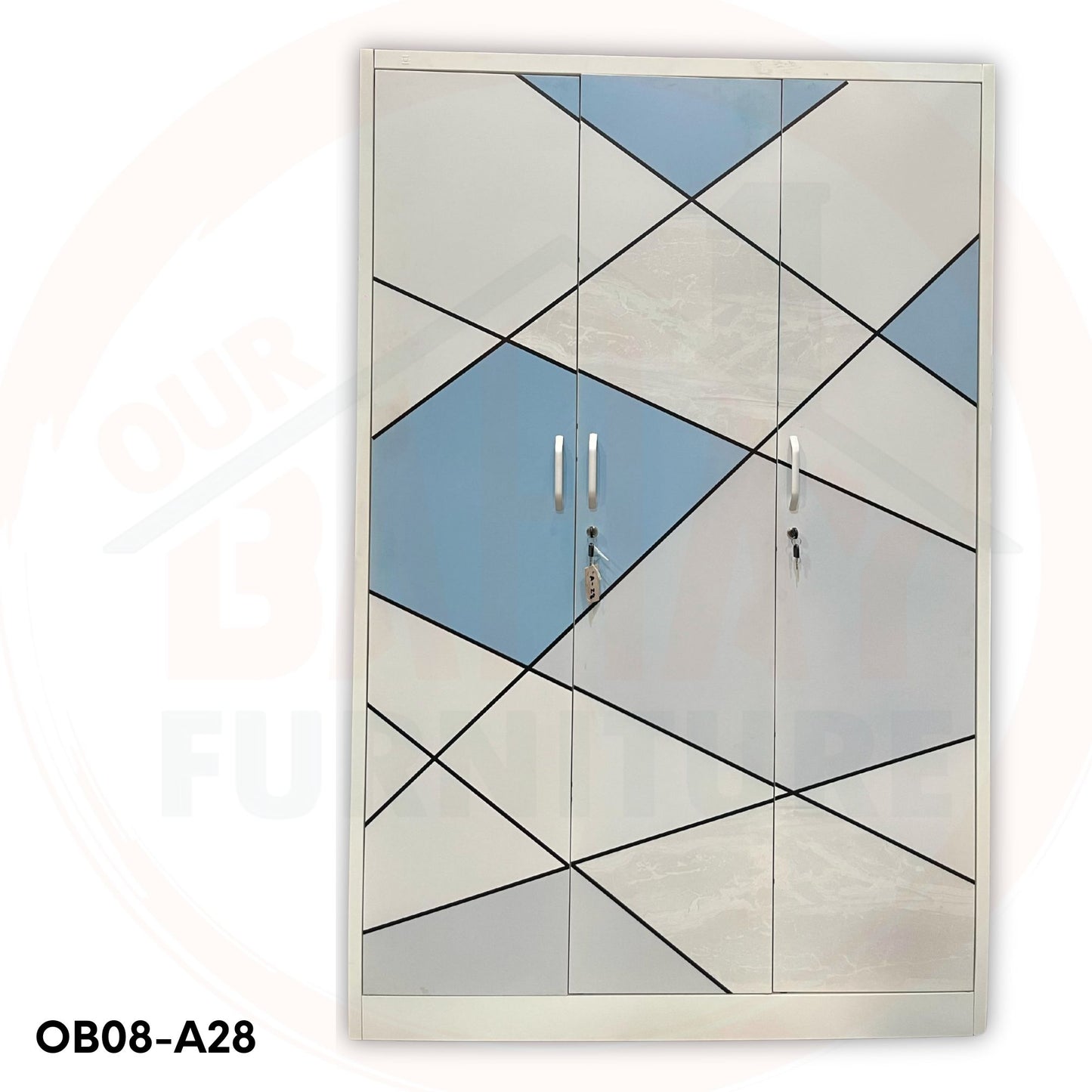 OB08-A28 Metal Steel Cabinet / Wardrobe | 3 Swing Door