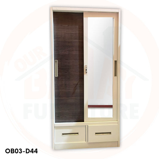 OB03-D44 Metal Steel Cabinet / Wardrobe | 2 Sliding Door