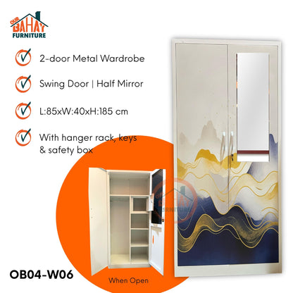 OB04-W06 Metal Steel Cabinet / Wardrobe | 2 Swing Door