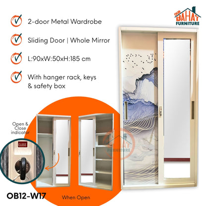 OB12-W17 Metal Steel Cabinet / Wardrobe | 2 Sliding Door
