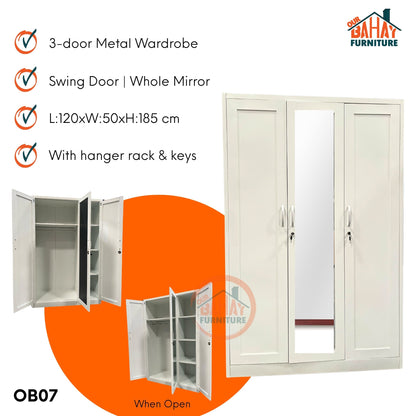 OB07 Metal Steel Cabinet / Wardrobe | 3 Swing Door