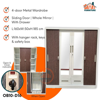 OB10-D16 Metal Steel Cabinet / Wardrobe | 4 Sliding Door